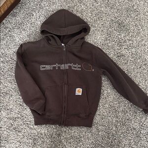 Carhartt Kids Brown Full-Zip Hooded Sweatshirt